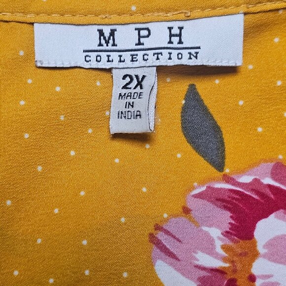 MPH Collection Womens Floral Print Button-Front Tunic Blouse 2X - Picture 6 of 10